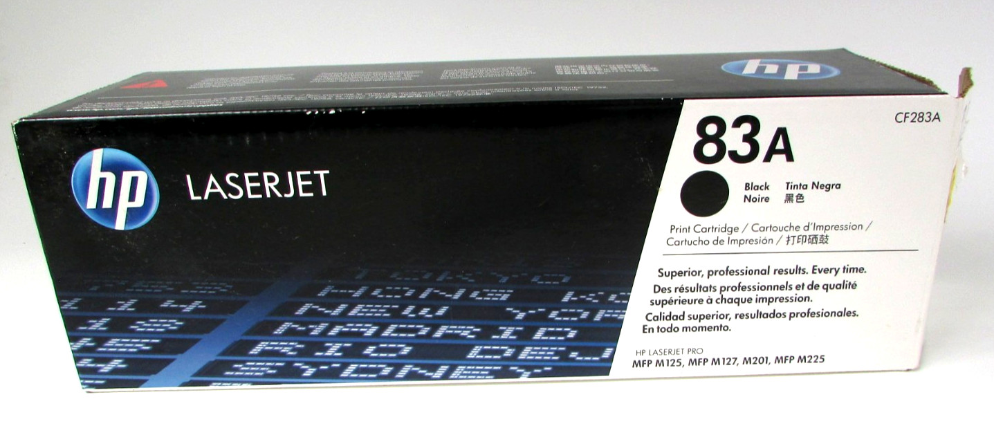 New Open Box HP 83A Black Original LaserJet Toner Cartridge, CF283A