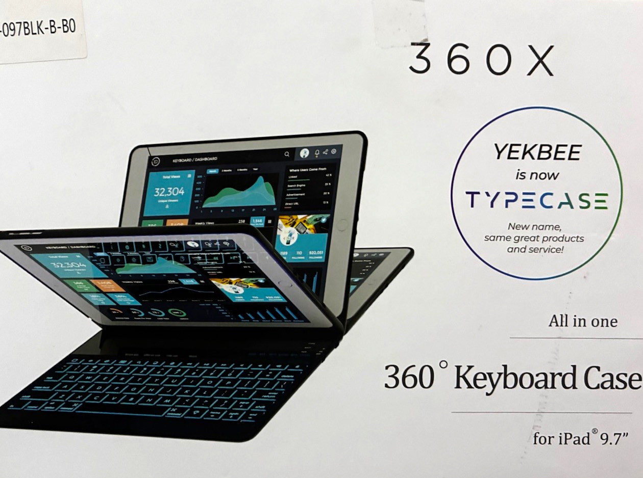 Typecase 360X Keyboard Folio Case for Apple iPad 9.7 Black Bluetooth Stand