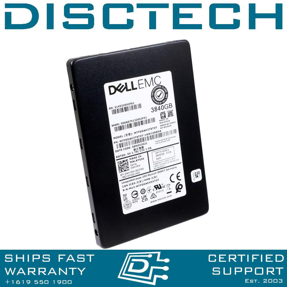 Dell 4H1RX  Micron MTFDDAK3T8TDT-1AW16ABDA 5300 MAX 3.84TB 2 6Gbps MU SATA SSD