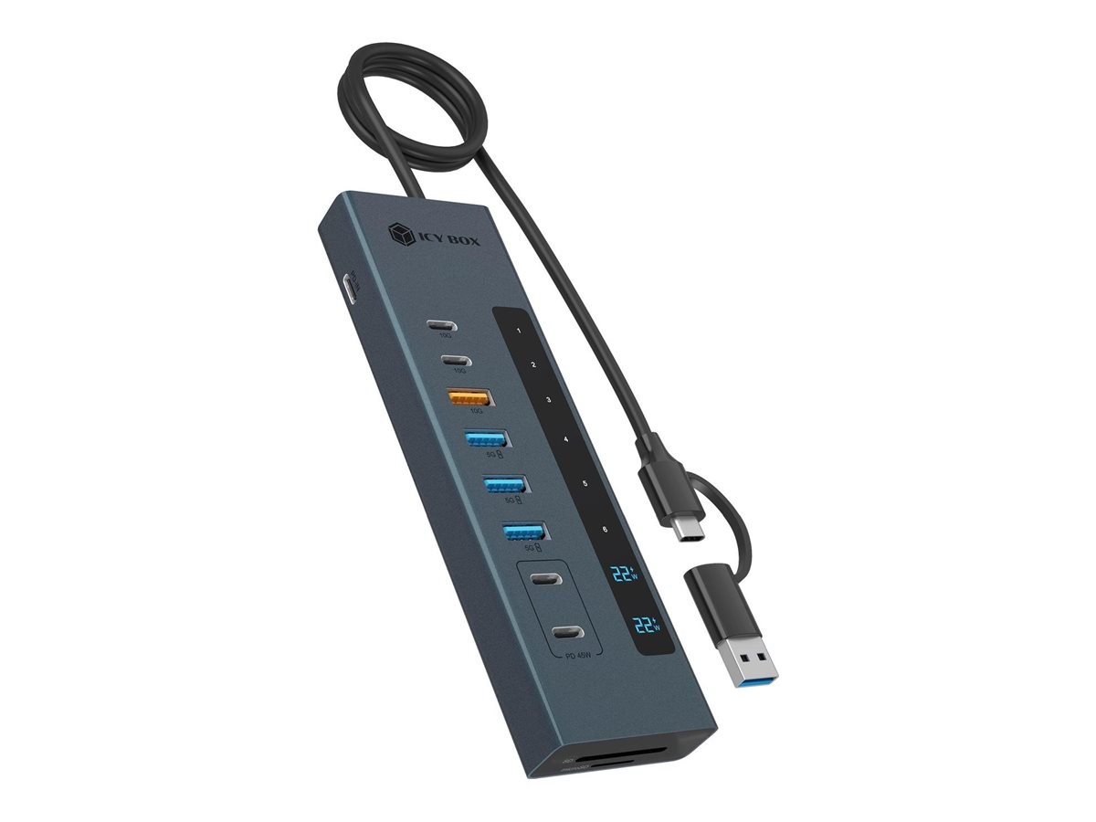 ICY BOX IB-HUB1742CR-C2PD 11-in-1 HUB with PD and Data Selector Card Readers 61159