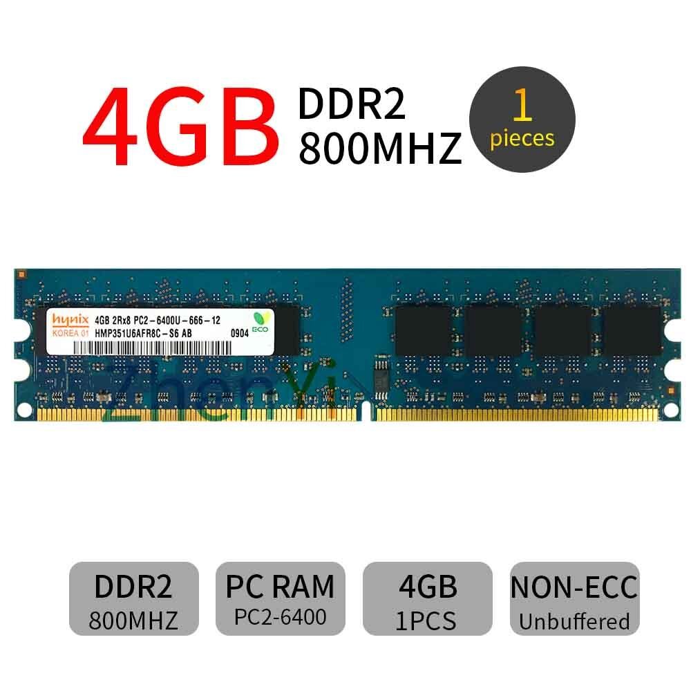 4GB DDR2 PC2-6400U 800MHz 2Rx8 240Pin Desktop Memory Computer DIMM RAM For Hynix