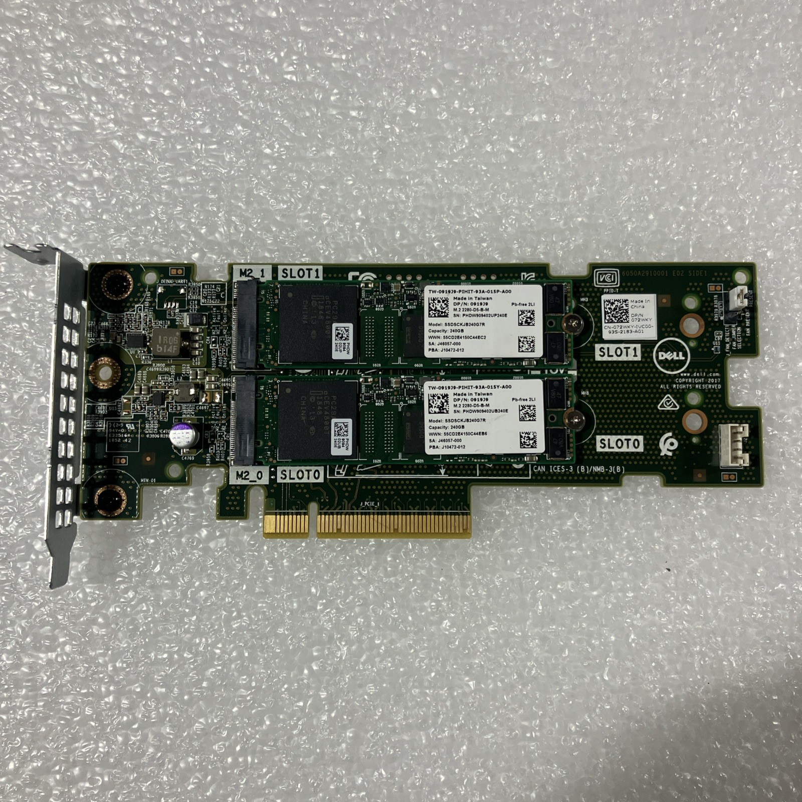 *Dell Boss-S1 Dual M.2 2280 SATA SSD Adapter Card W 2X 240GB SSD Dell P/N:072WKY