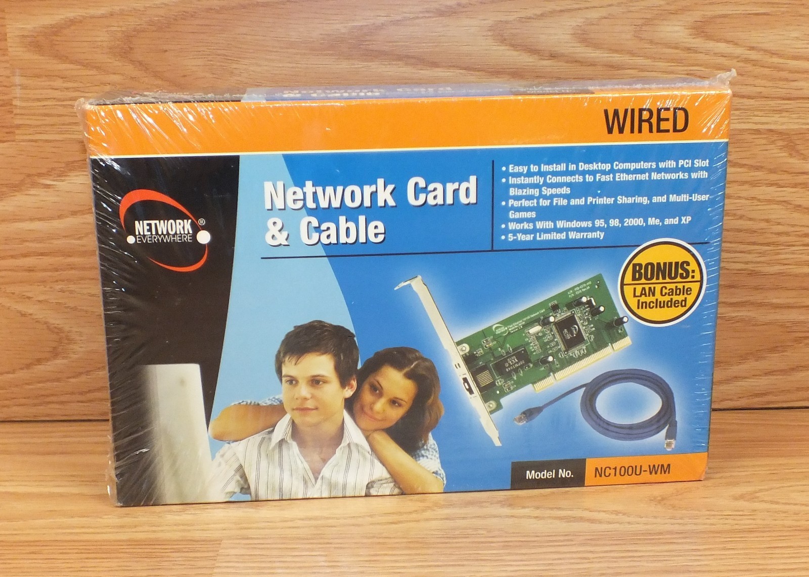 Network Everywhere (NC100U-WM) Wired Network Card & Cable Sealed in Box 