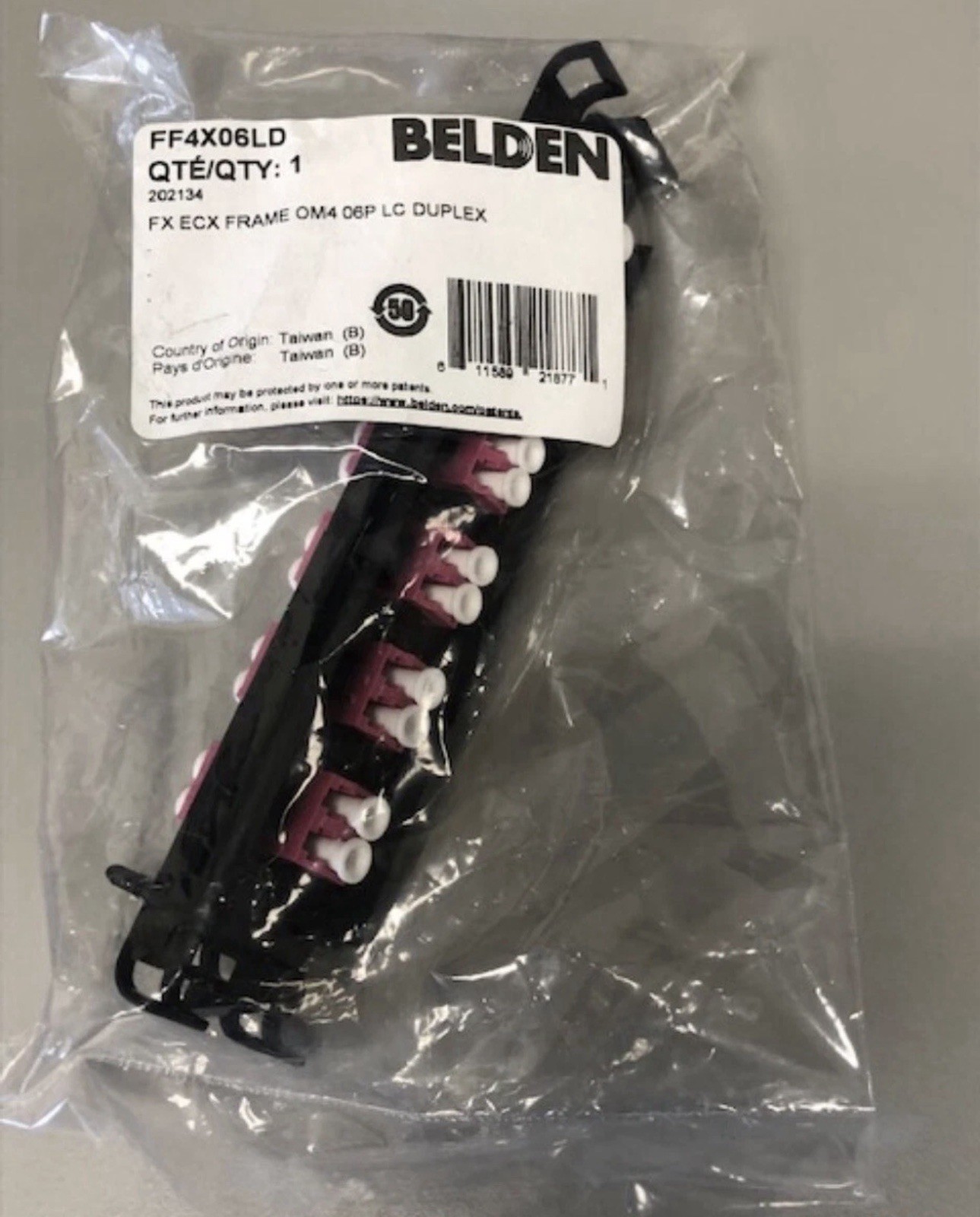 Belden FF4X06LD FX ECX OM4 6 Port LC Duplex Fiber Adapter Plate (B2)