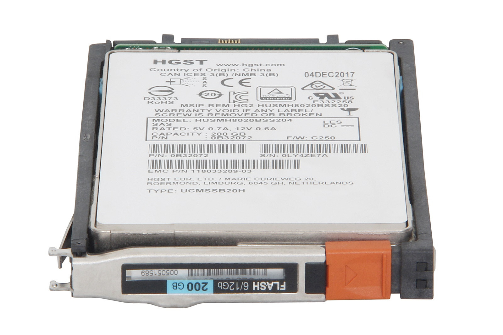 EMC Unity 200GB SAS 12Gb SSD 2.5" Disk SFF / D3-2S12FX-200, 005051589