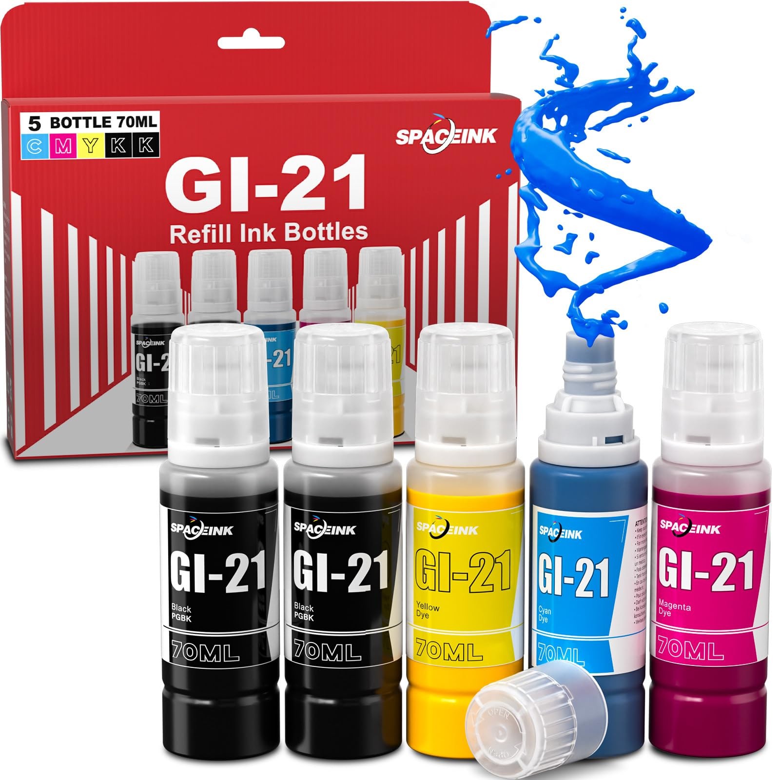Spaceink GI-21 Ink Refill Bottles for Canon G3260 G3290 G4270 G4280 G2260 G2270