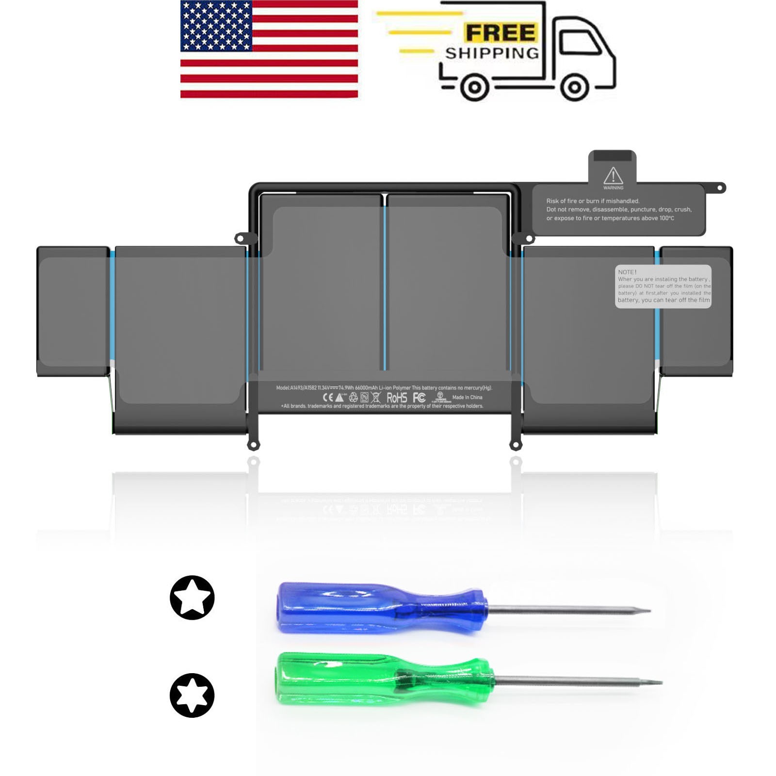 A1582 Battery for MacBook Pro 13 inch Retina Early 2015 Mid 2014 Late 2013 A1502