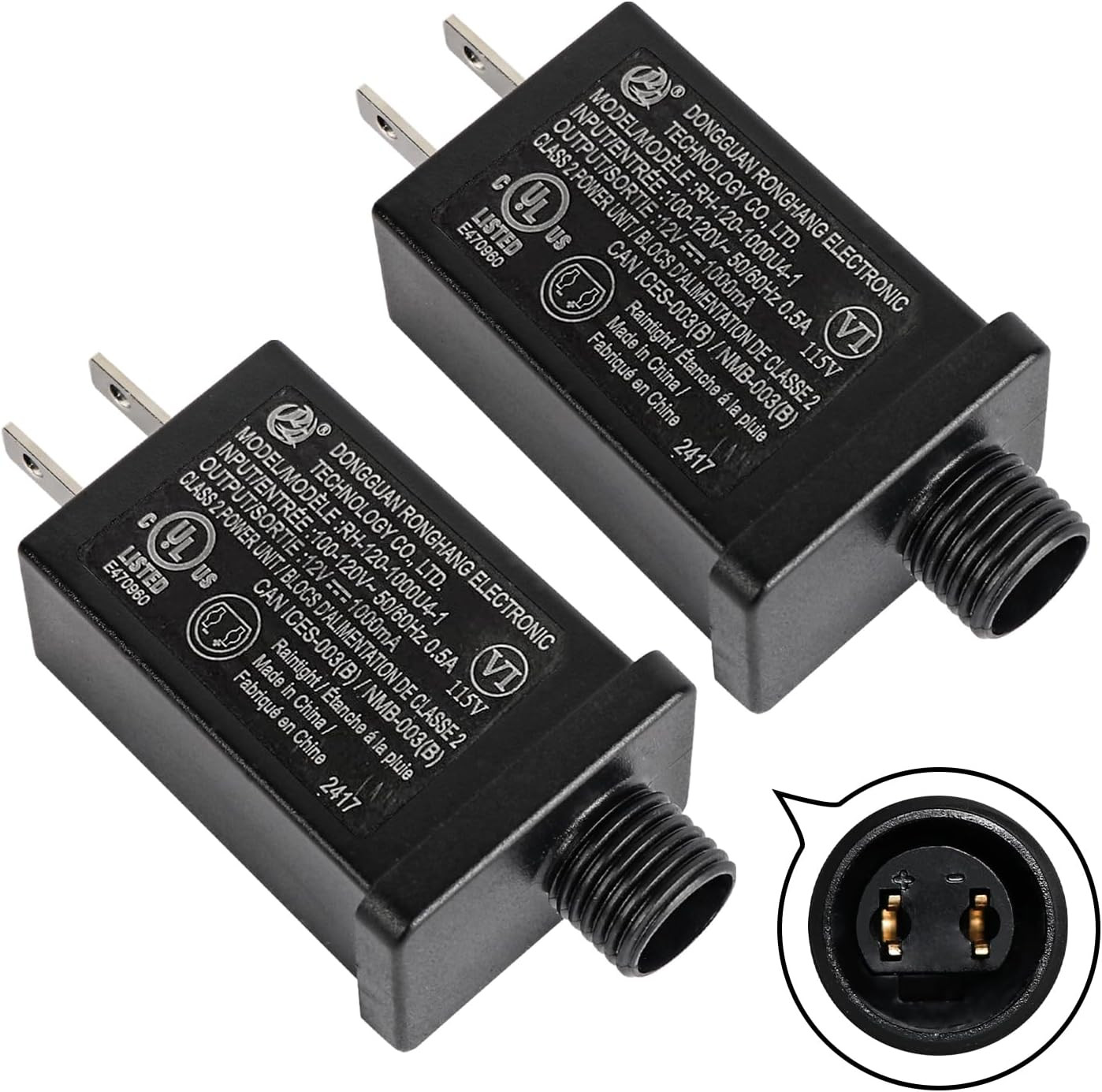 Replacement Yard Inflatable Adapter, Class 2 Power Supply 12V 1A Replacement Plu