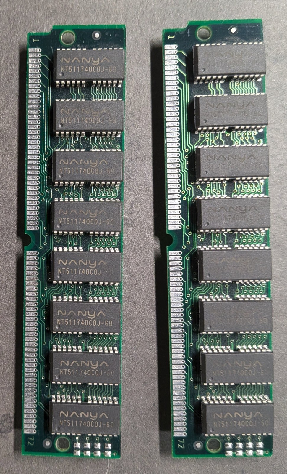 Pair of 16MB 72 Pin SIMM FPM Parity 60ns 64MB total