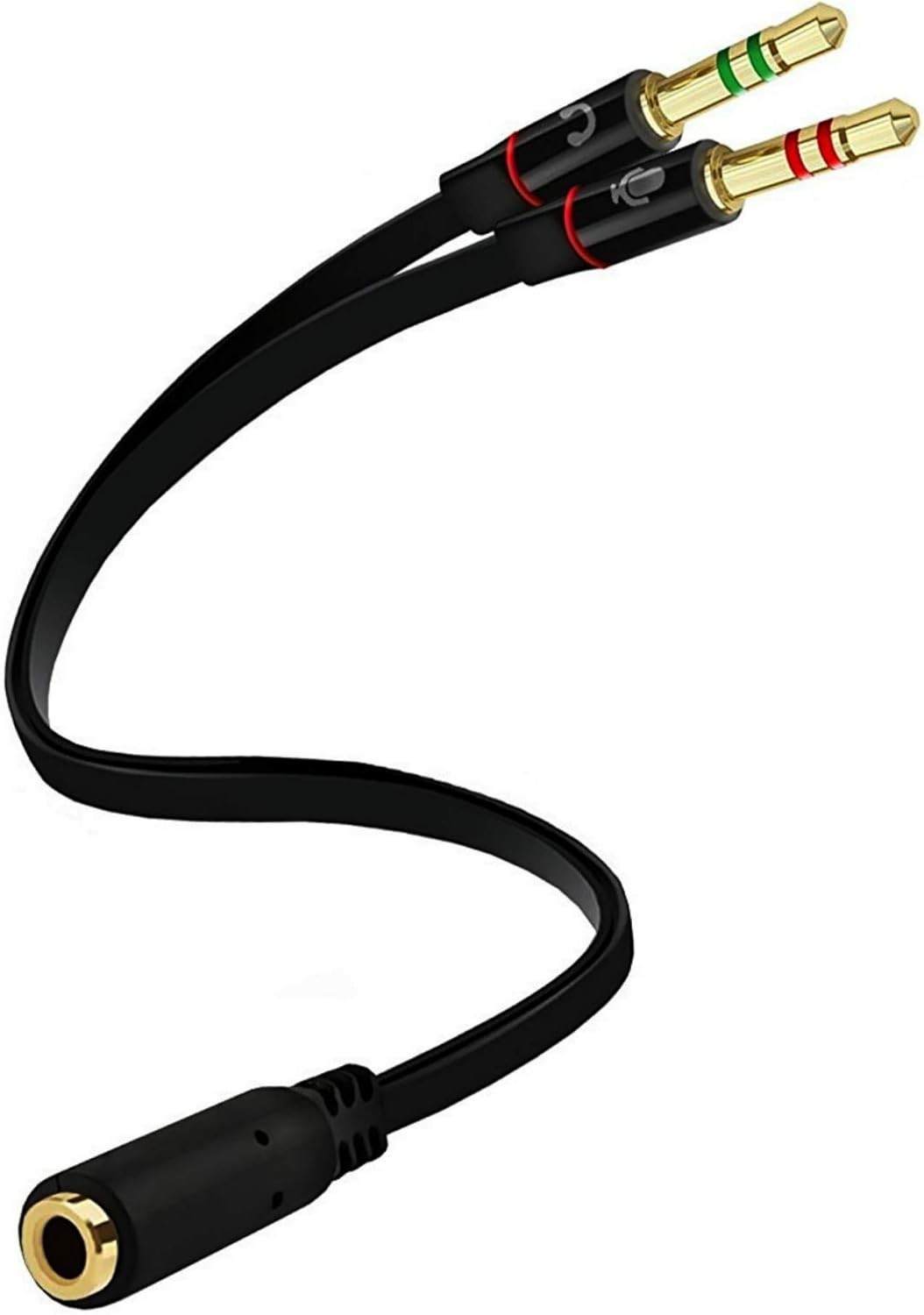 D & K Exclusives Headphone Splitter For Computer 3.5mm Female to 2 Dual Black 