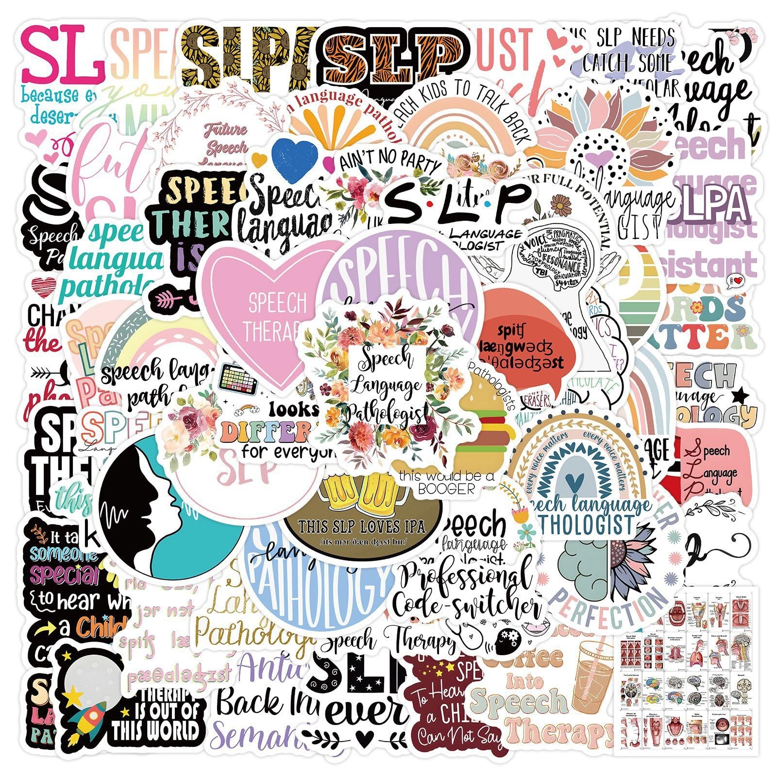 60PCS Speech Language Pathologist Stickers 1.5-3.0 inches, Slp