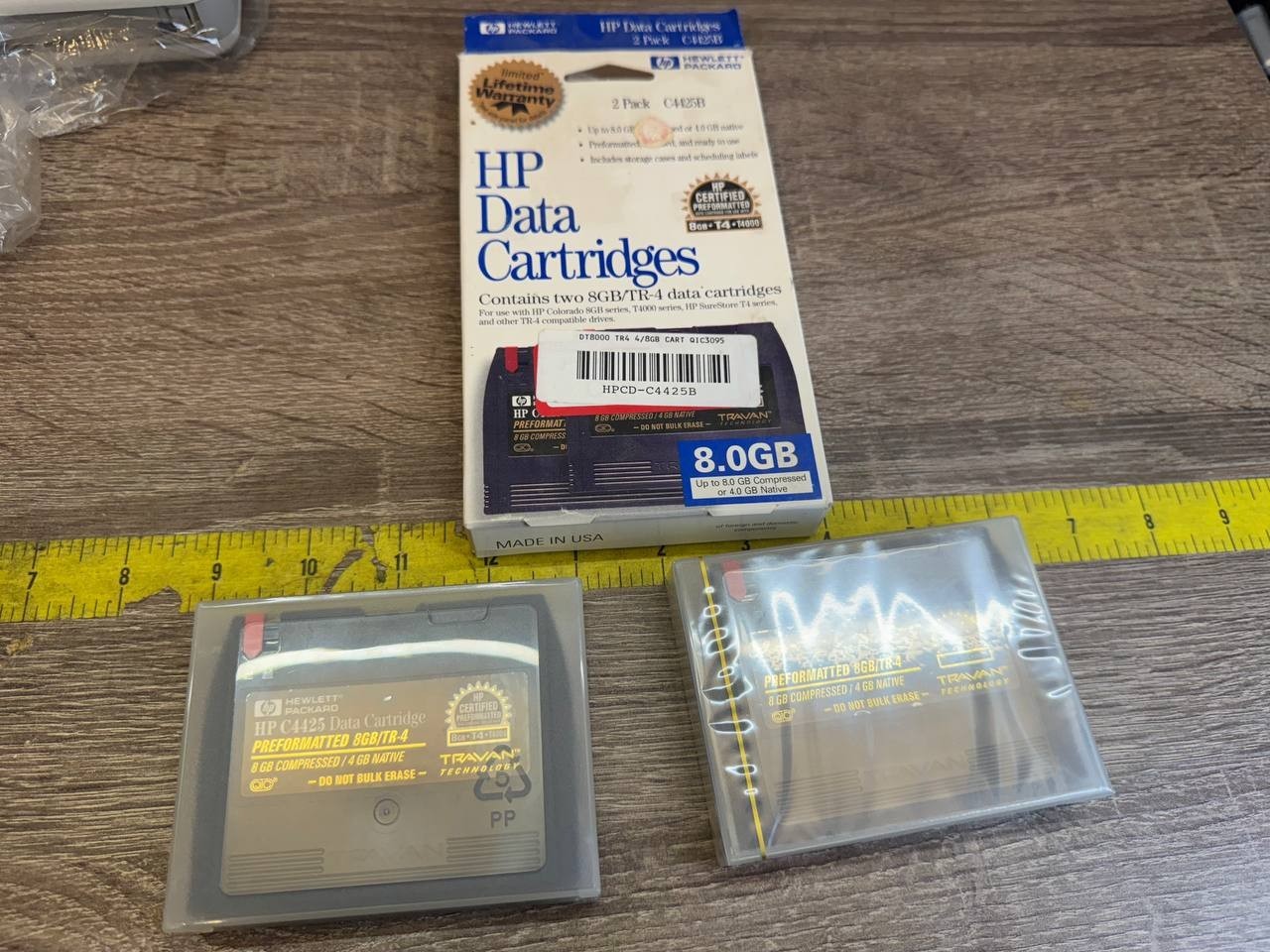 Vintage HP C4425B TR-4 Data Cartridges – Lot of 4 (2 Sealed in Box, 2 in Cases)