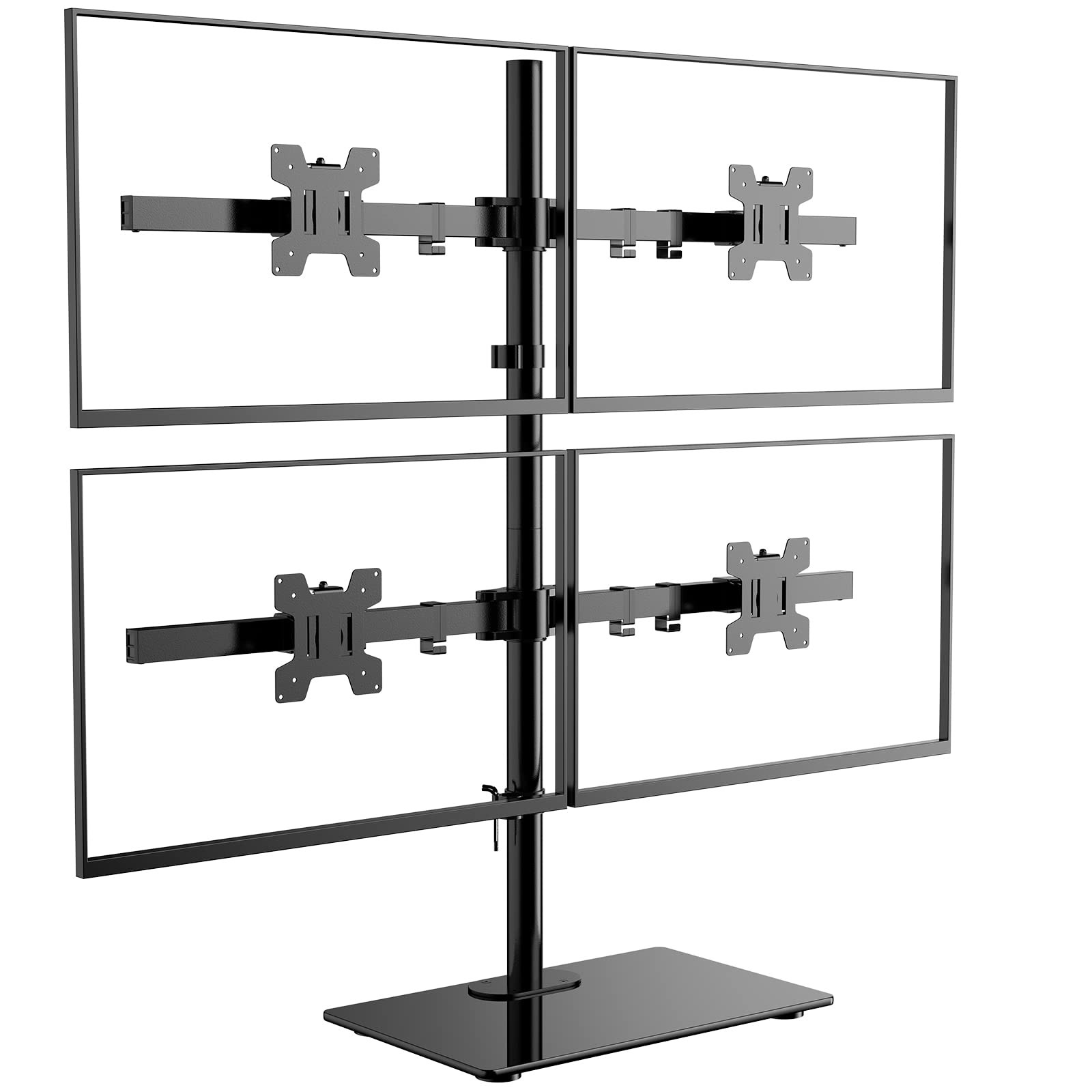 Freestanding Quad Monitor Mount for 17-27 Inch Screens, Fully Adjustable 4 Mo...