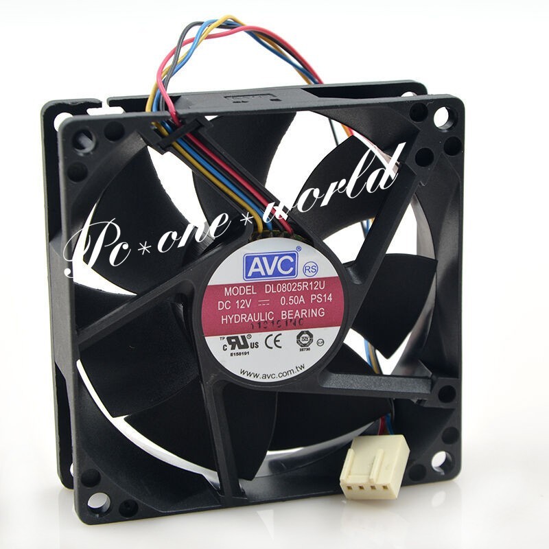 AVC DL08025R12U 80x80x25mm 12V 0.50A 4Wire 4Pin PWM CPU Chassis Cooling Fan