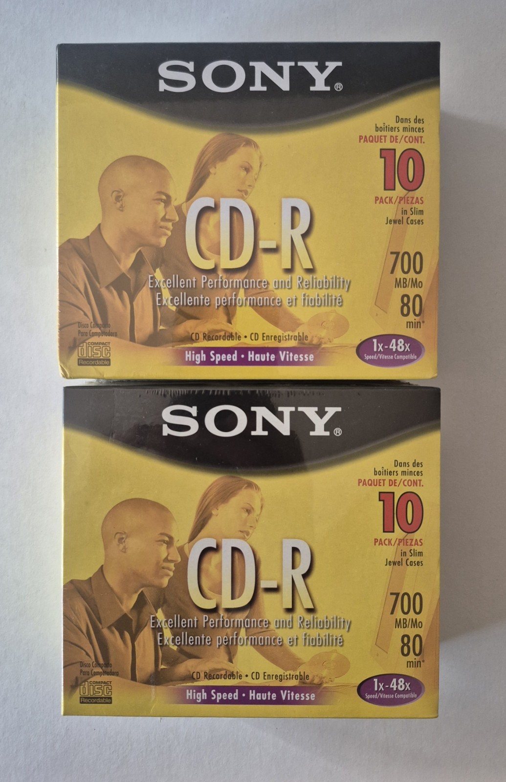 (2) Sony High Speed CD-R 10 Pack 700 MB 80-min 1x-32x Speed - NEW SEALED