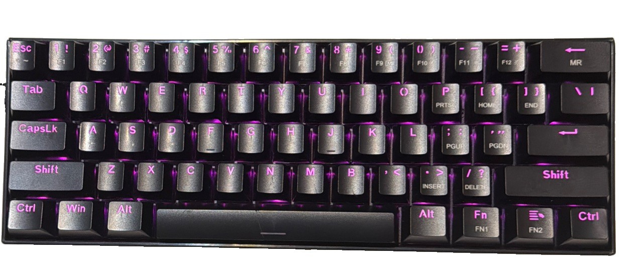 Redragon K630 Dragonborn 61-Key Brown Switch RGB Gaming Keyboard Wired Tested