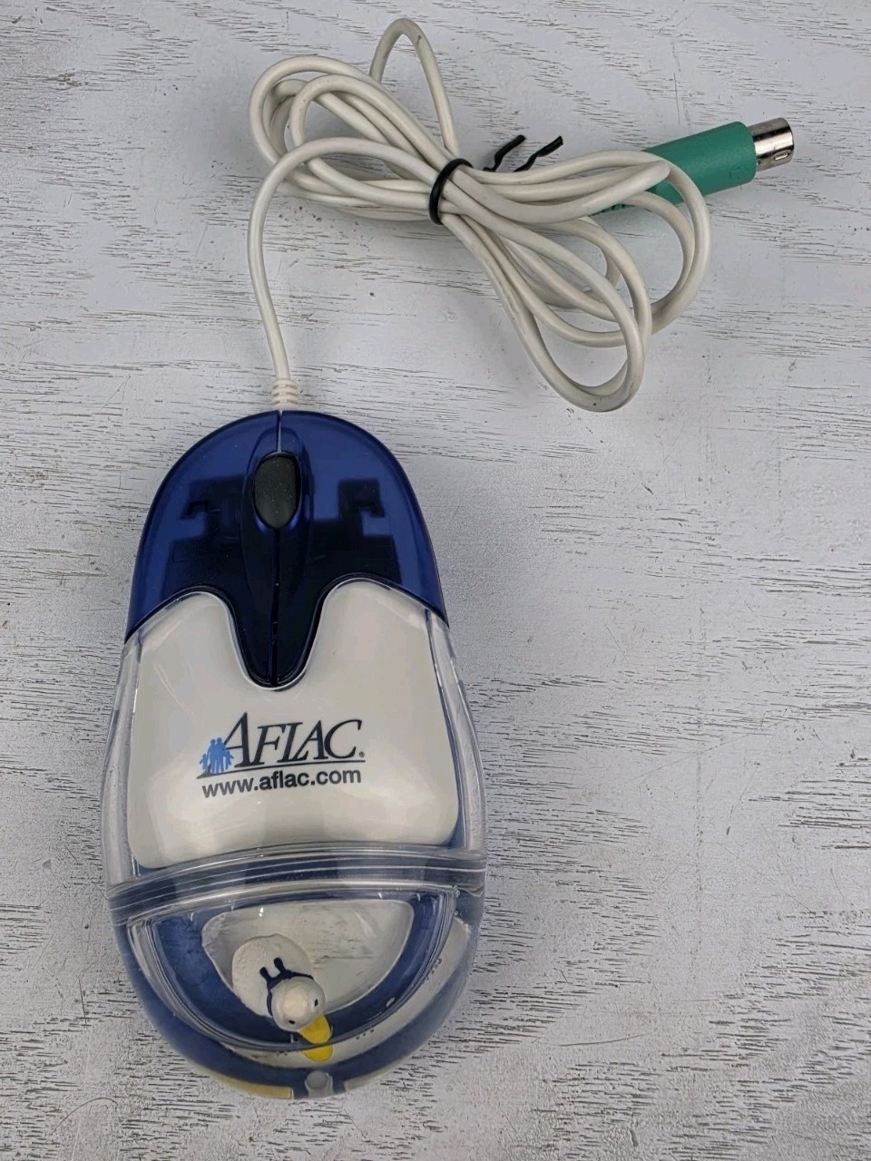 RARE AFLAC Duck Floating in Water Wired Aqua Computer Mouse Transparent Vintage
