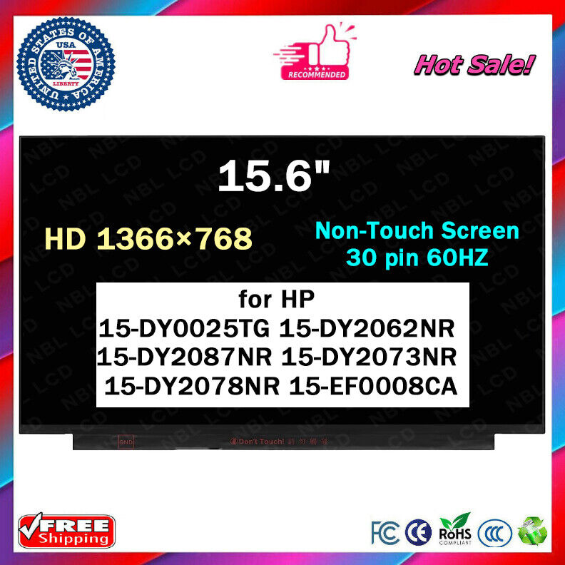 for HP 15-DY2078NR 15-EF0008CA LCD Non-Touch Screen Display 1366×768 30 pin 60HZ