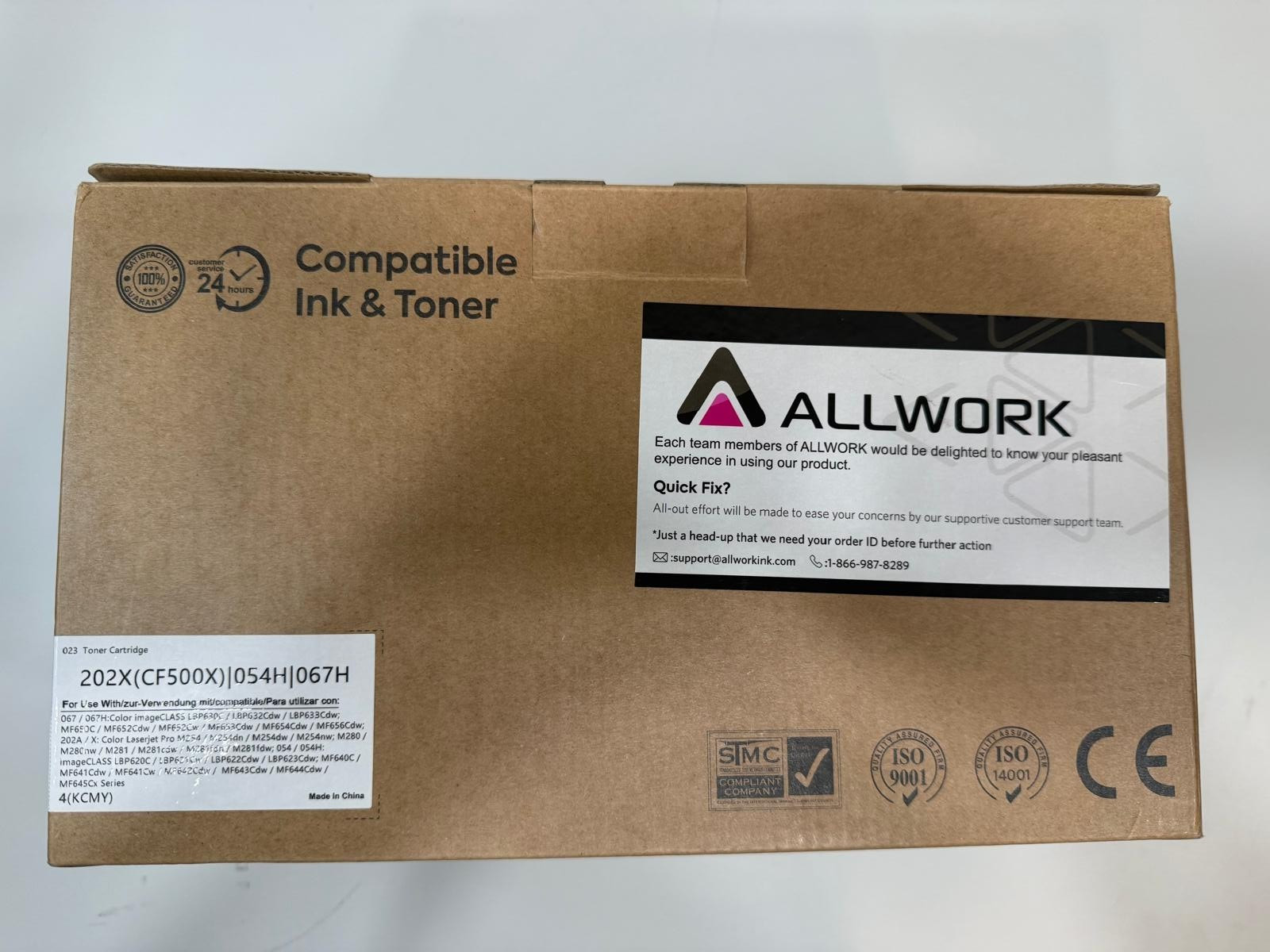 All Work Compatible Ink & Toner Cartridge 202x 4-PK (KCYM) (CF500X) 054H 067H