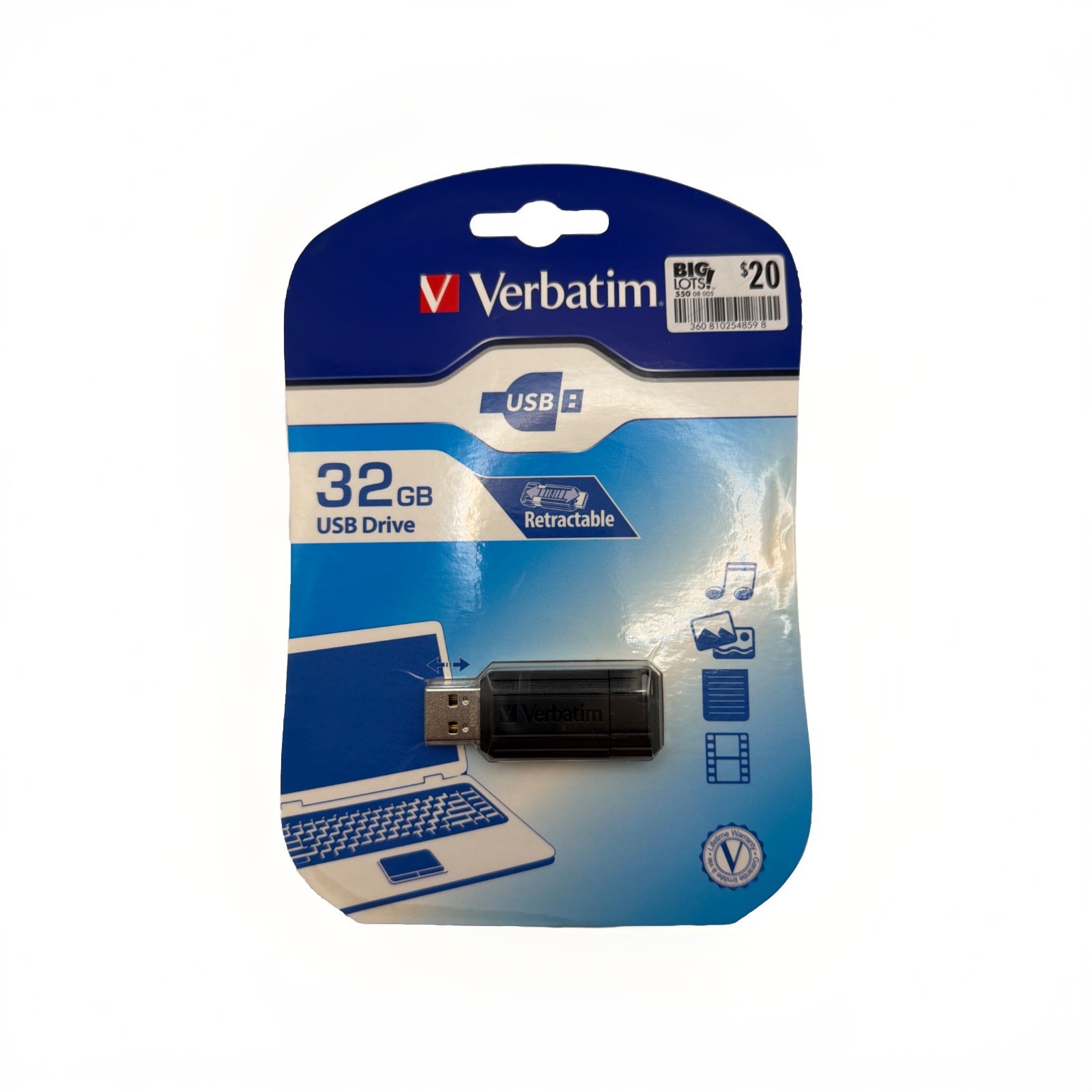 Verbatim PinStripe 32GB USB 2.0 and USB 3.0 Flash Drive