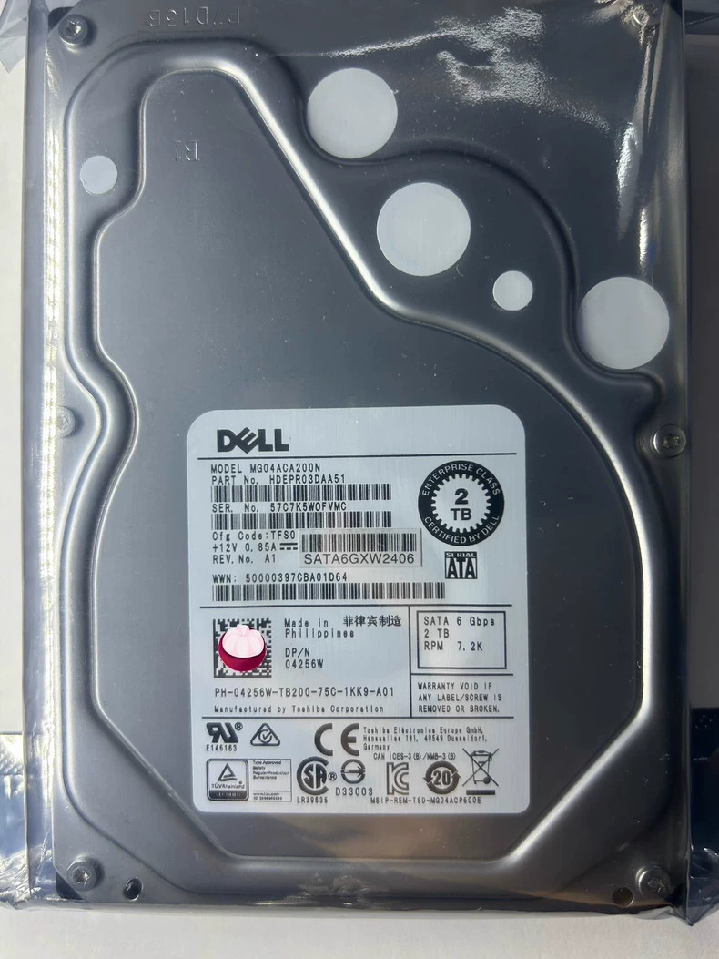 04256W Dell Toshiba MG04ACA200N 2TB 3.5" SATA 6Gb/s 7200RPM Hard Drive