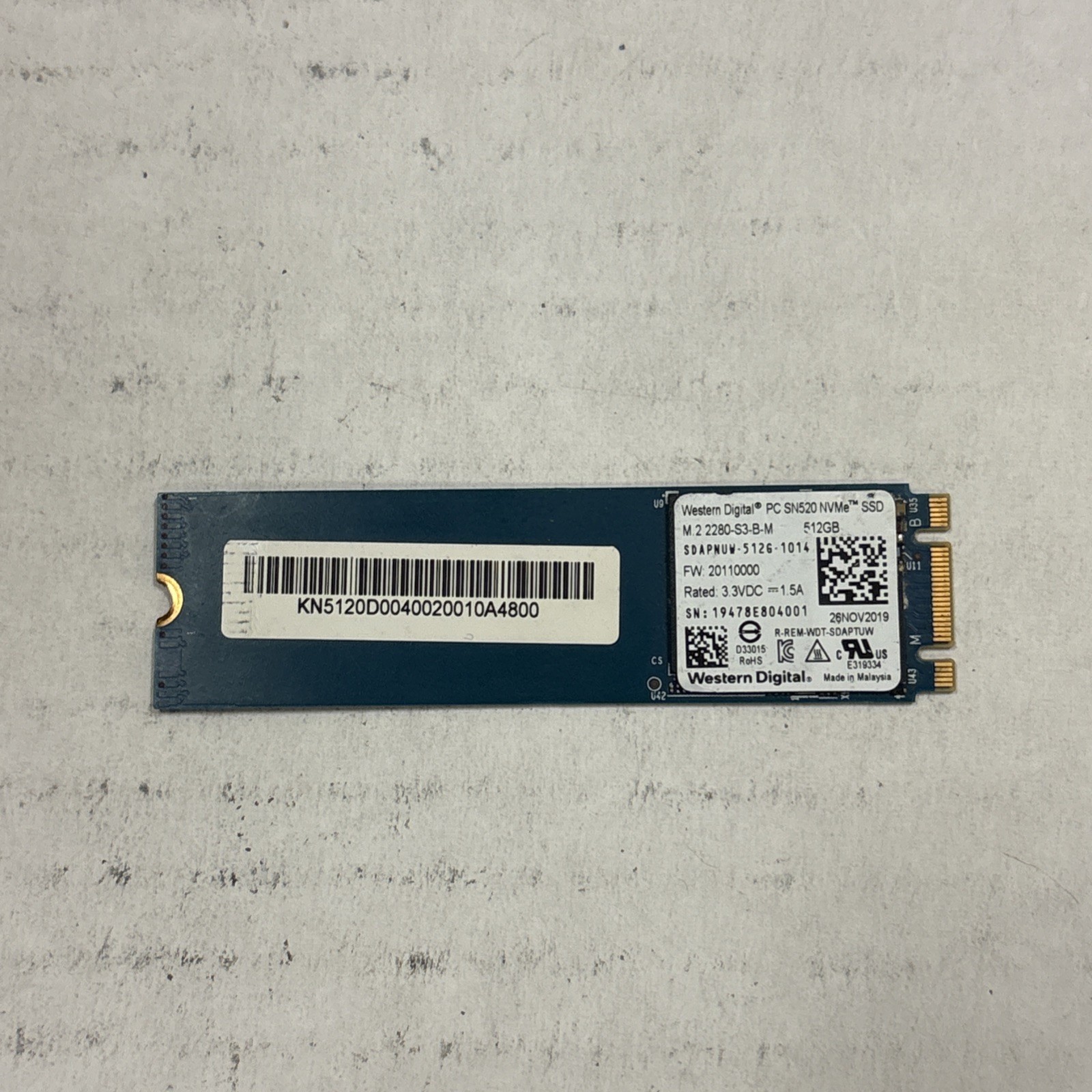 Western Digital PC SN520 512GB M.2 2280 NVMe Internal SSD SDAPNUW-512G-1006