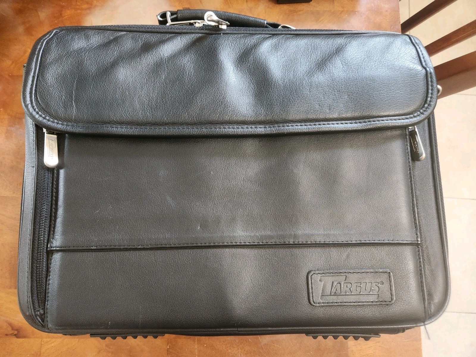 Vtg Targus CUN1 Universal Laptop Briefcase Bag Black Koskin Leather Tech Case