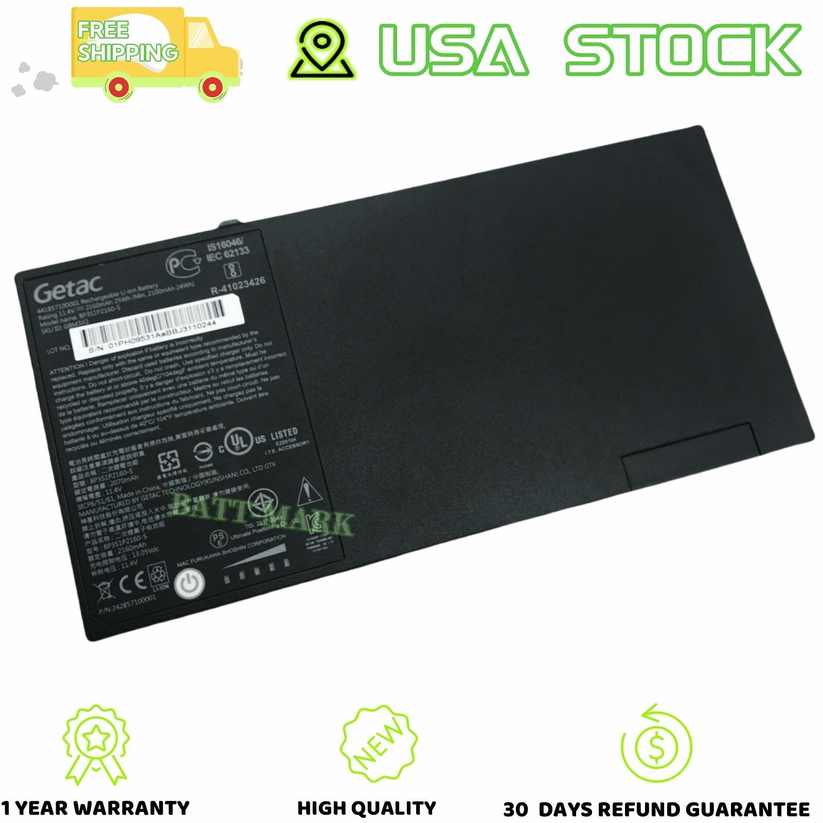 BP3S1P2160-S BP3S1P2160 242857100001 Genuine Battery For Getac F110 GGA Tablet
