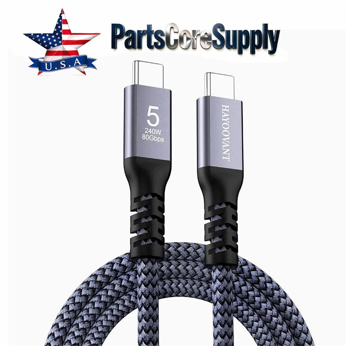 Braided Thunderbolt 5 Cable 3.3ft 80Gbps & 240W Fast Charging USB-C to USB-C USK
