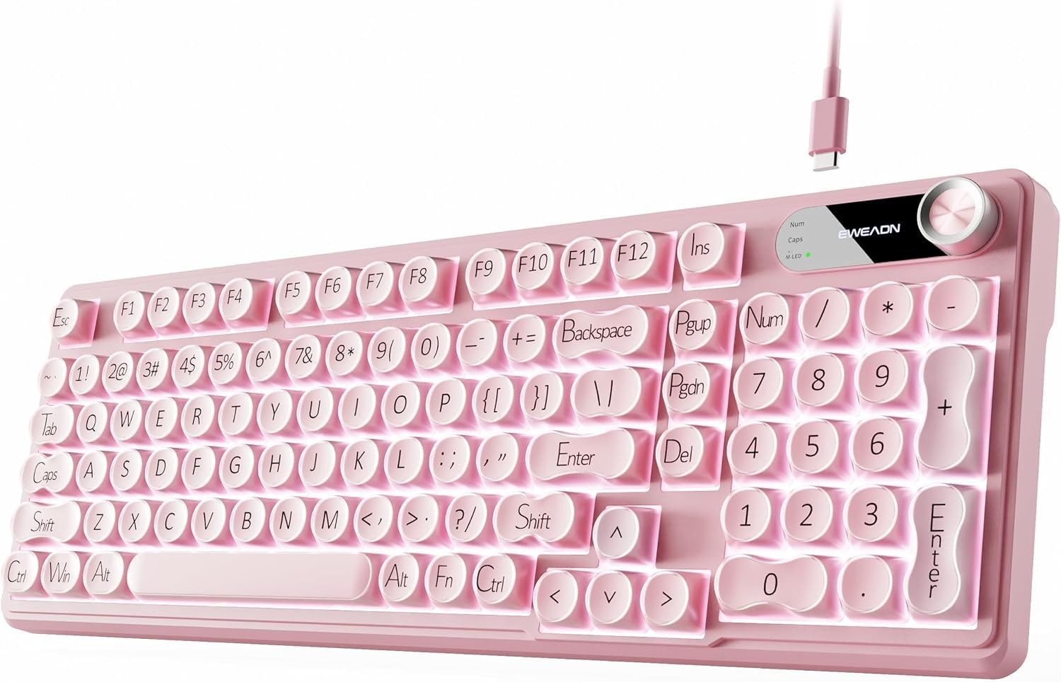 Wired Creamy Keyboard Number Pad Media Knob RGB Backlit 98Key Computer