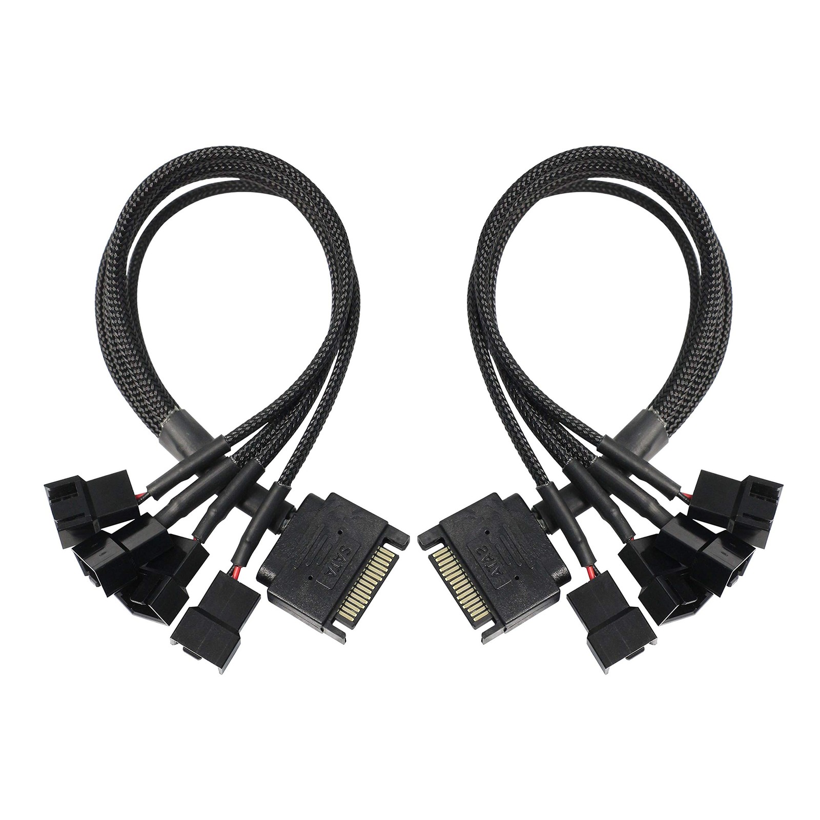 SATA to 3 Pin 4 Pin Fan Adapter,15pin SATA to 4 x 3 pin / 4 Pin 12V PC Case F...