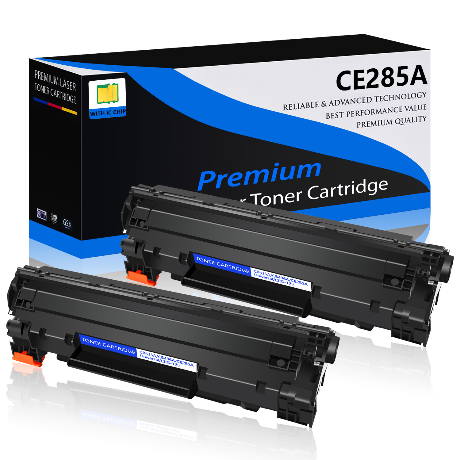 2PK CE285A 85A Toner Cartridge Compatible with HP Laserjet P1003 P009 P1006 INK