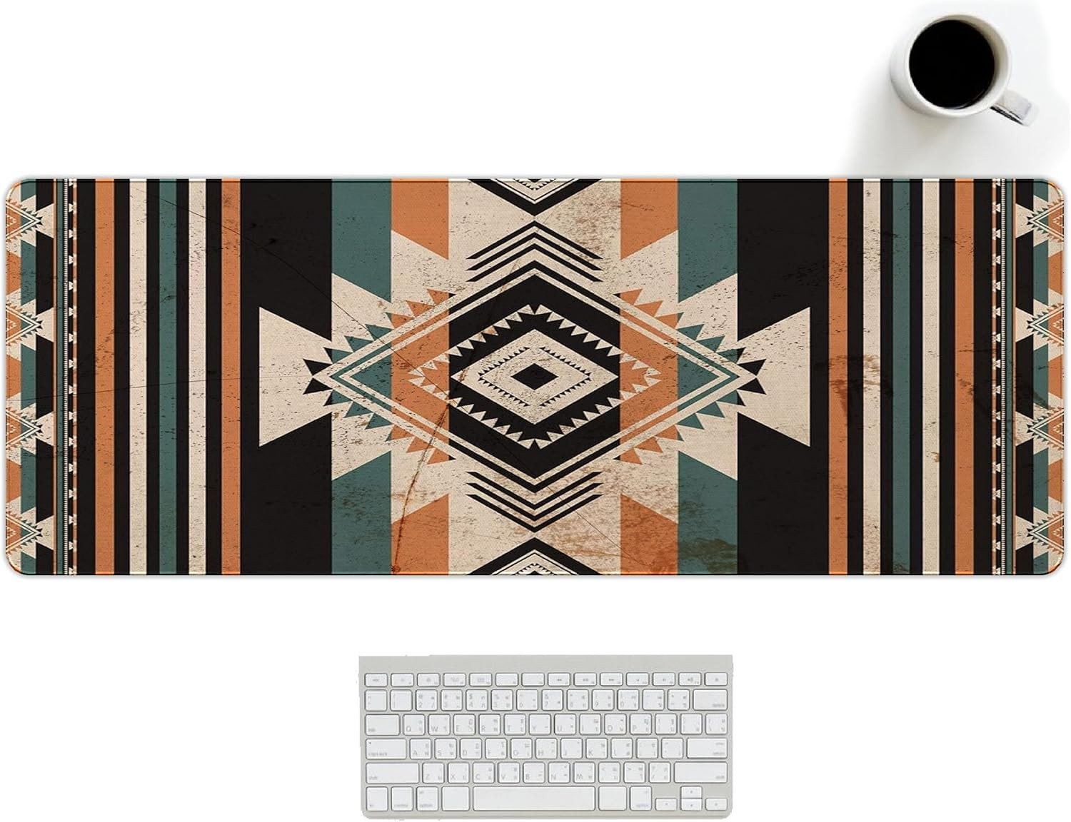Western Desk Accessories Rug Western Mouse Pad Stuff, Vintage Aztec Rug Desk Mat