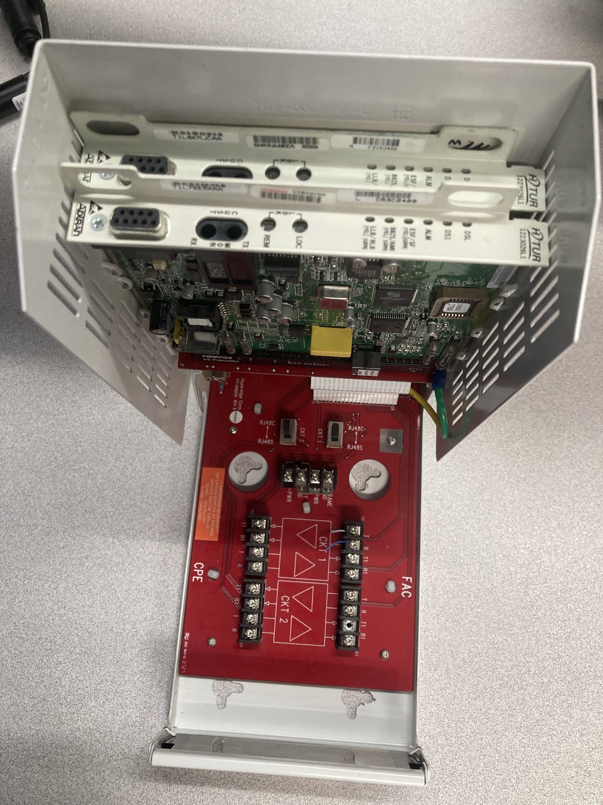 HDSL SmartJack Enclosure with two Adtran H2TUR 1223026L1 HDSL2 cards