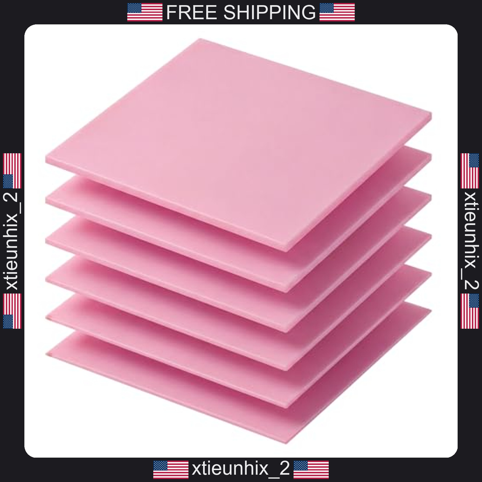 Thermal Pads for GPU and CPU, 6 Pack, Pink, Various Thicknesses