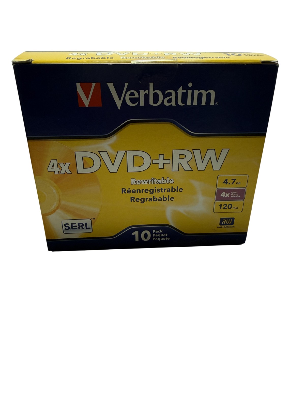 Verbatim 4x DVD+RW Rewritable Discs 4.7GB 120min 10 Pack 94839 SERL Media