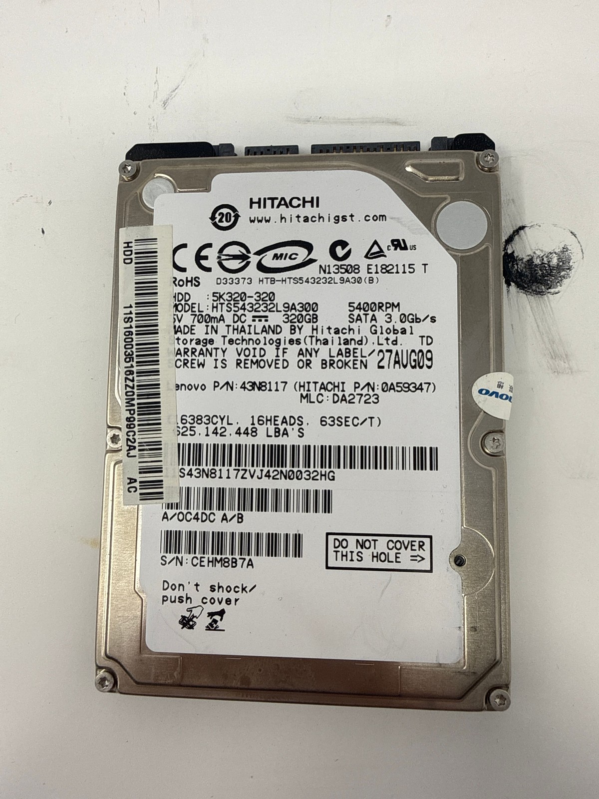 Hitachi HTS543232A7A384 320GB SATA Grade B