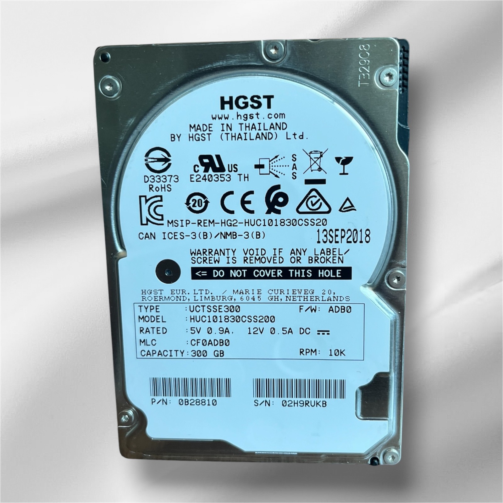 Hard Drive HGST HUC101830CSS200 300GB 2.5" HDD SAS PN.: 0B28810 Server Drive