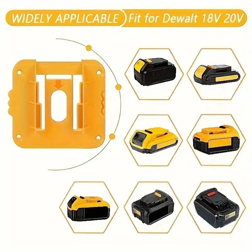 Practical 5x Battery Storage Holder Wall-Mounted Fit Dewalt 14.4-18V Power Tools