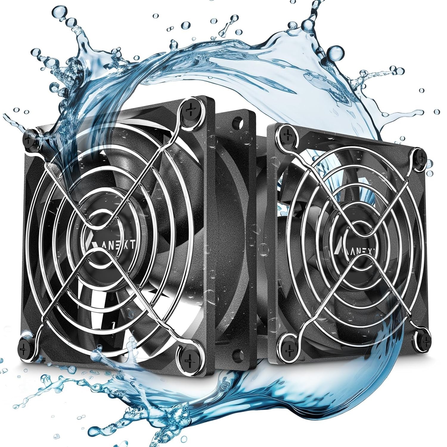 80mm 12V DC Fans Moisture-Proof Fan 2 Packs 3500 RPM High Speed 3 Wires 3-Pi...
