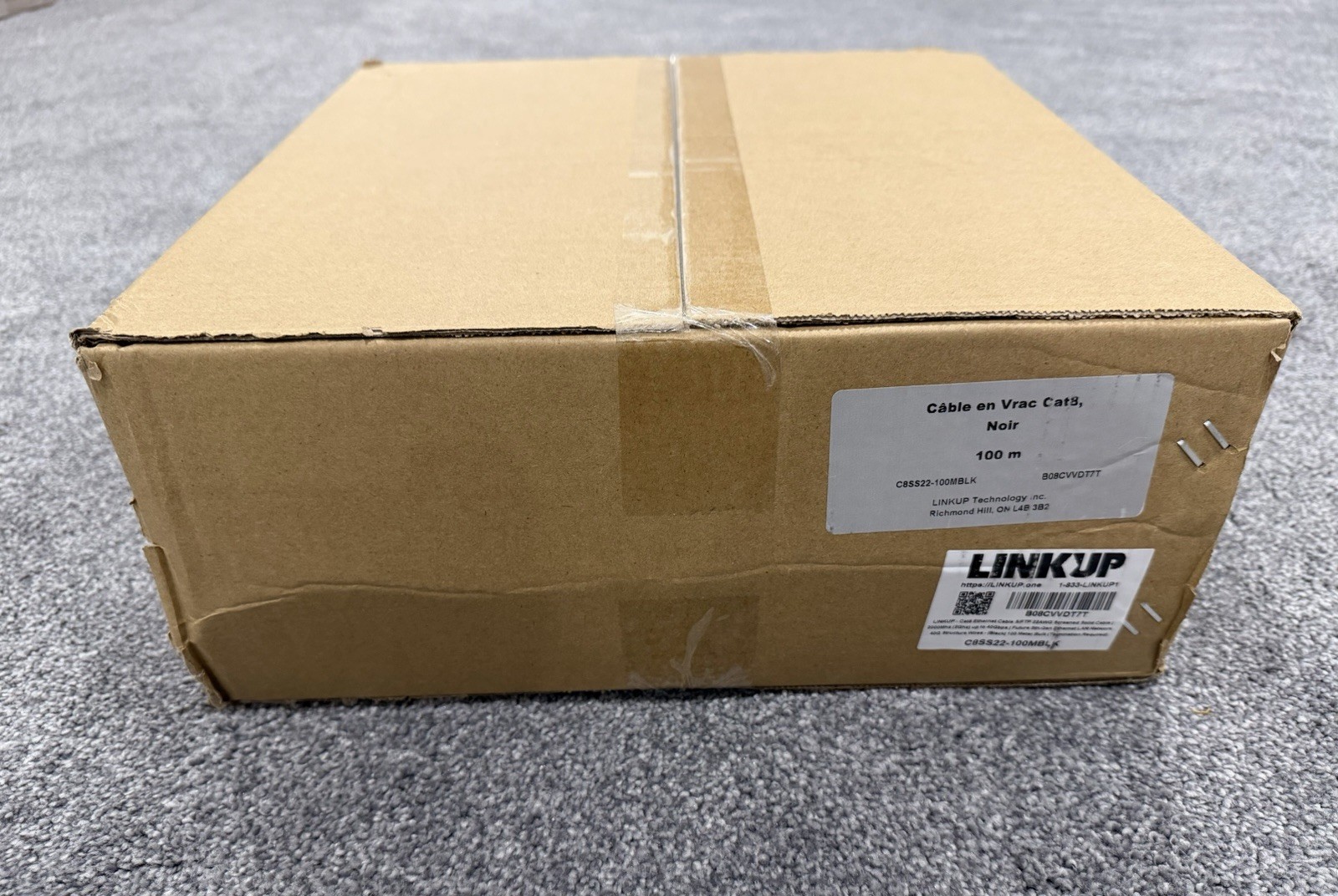 LINKUP Cat8 S/FTP Bulk Cable 22AWG Solid Copper 2000MHz 40Gbps Black - 100 meter