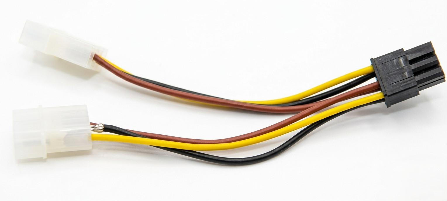 2-Pack Molex 4-Pin to 6-Pin PCIe Power Adapter Cable GPU Video Card 5"