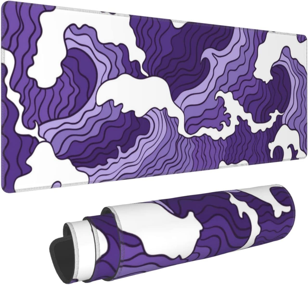 Japanese Purple Wave Large Mouse Pad XL Extended Gaming Mouse Pad Mat