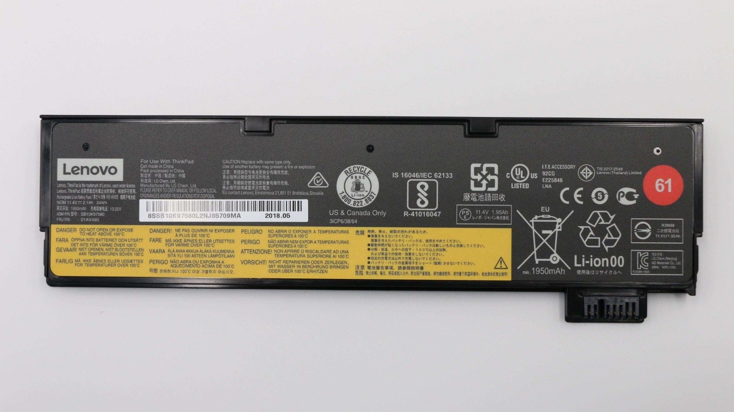 Genuine 01AV423 Lenovo Battery 61 External 3 Cell 24Wh LiIon T570 P51s T470 T25 A4