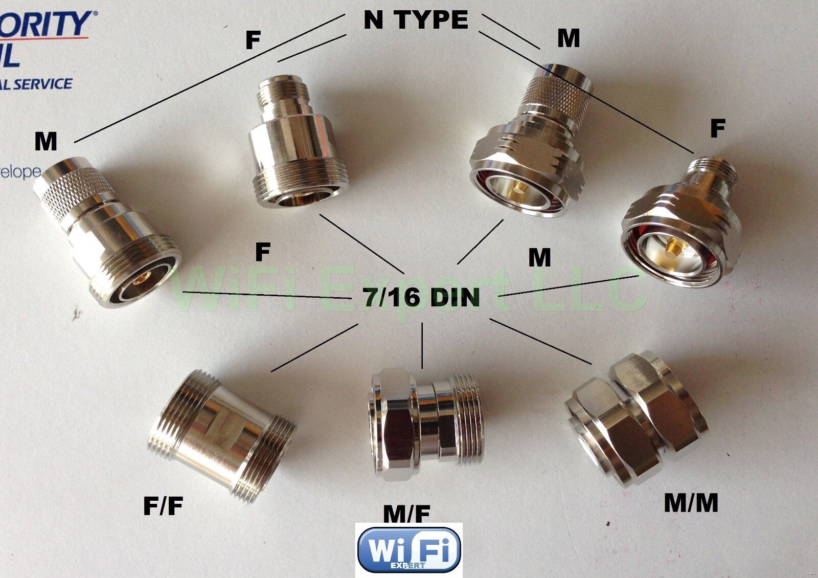 7/16 DIN male/female to Type N male/female 7/16 to 7/16 M/F adapter kit 7pc/set