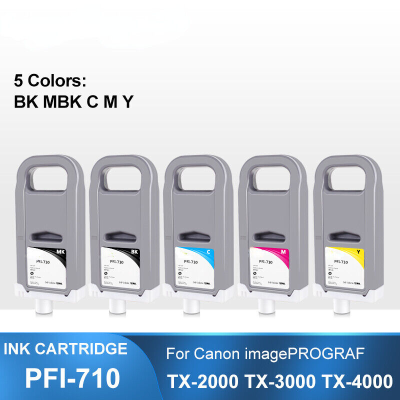 PFI-710 5x700ML Ink Cartridge With Ink For CanonTX-2000 TX-3000 TX-4000 Printer