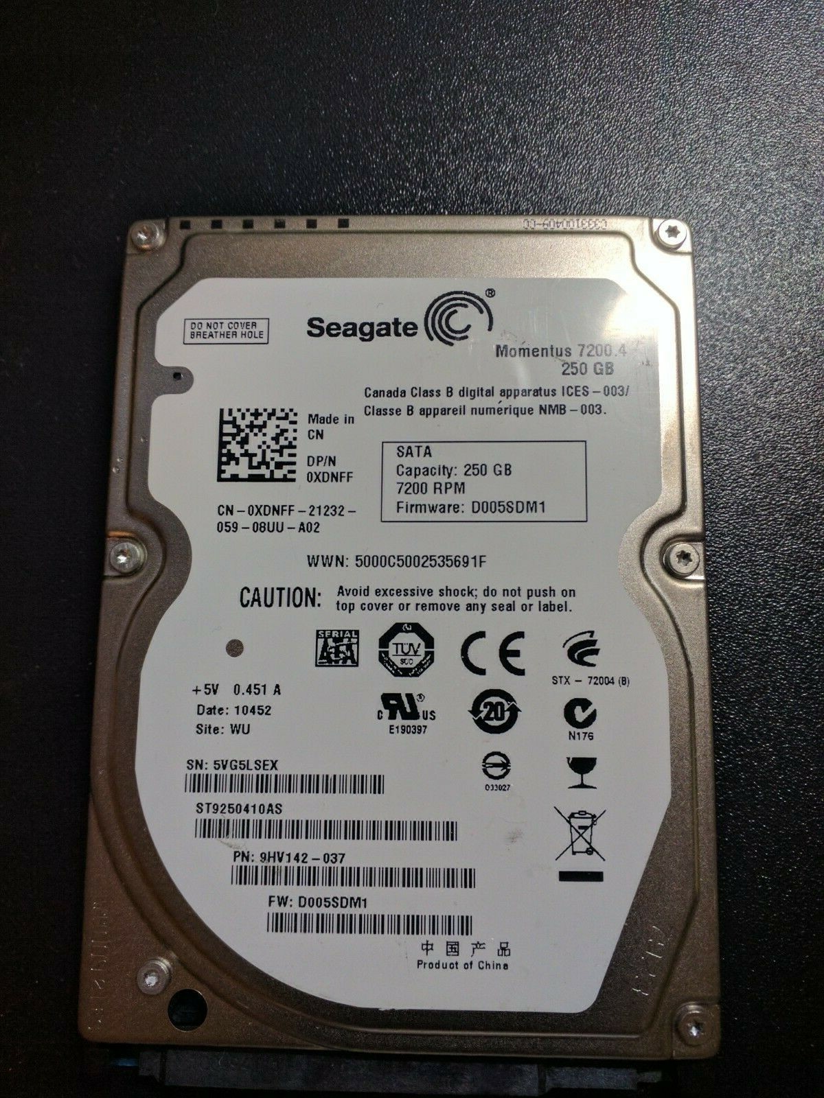 Seagate MomentusST9250410AS   7200.4 250Gb 0XD3FF 