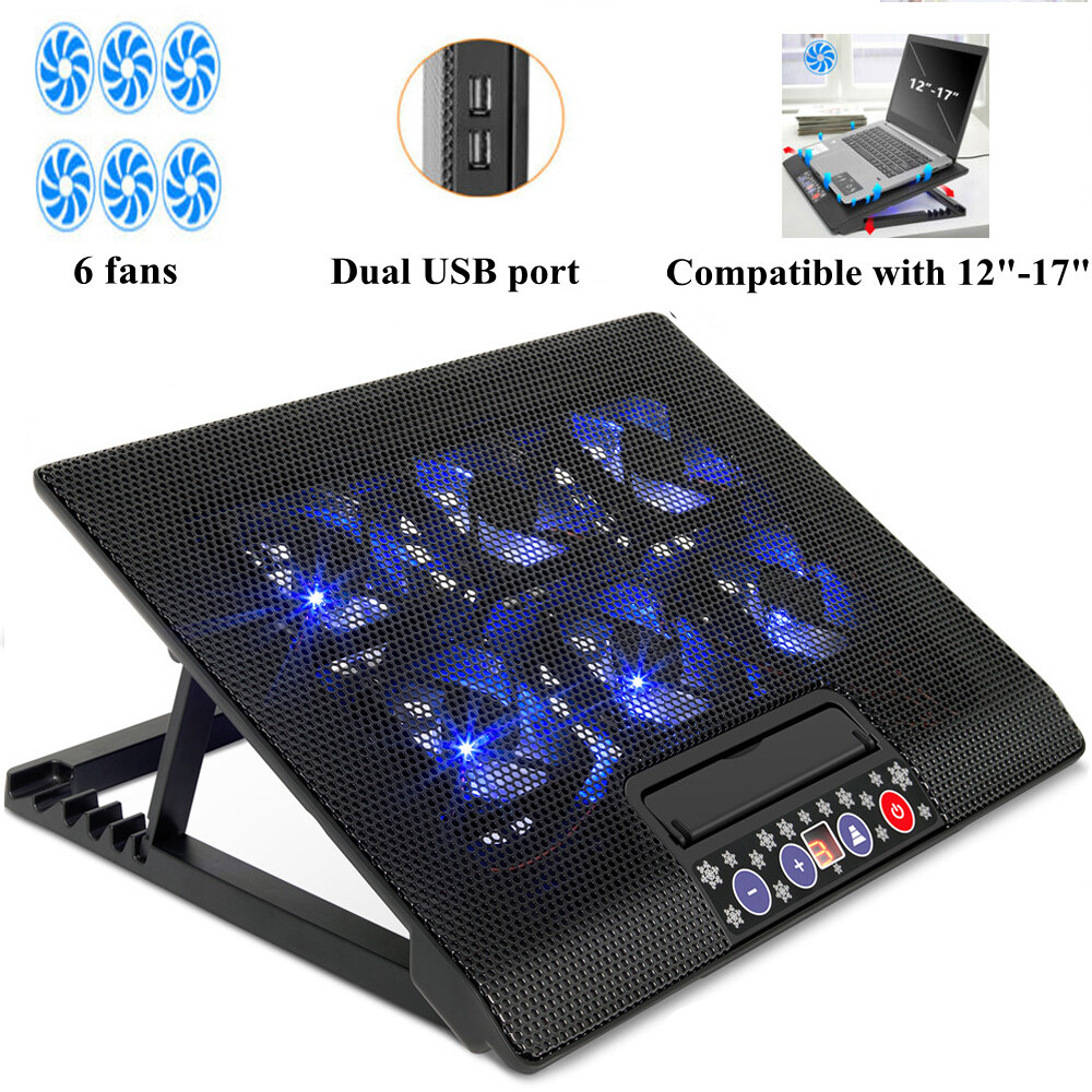 M8 Laptop Cooling Pad,Adjustable Height W/6 Fans,2 USB Ports for 12"-17" Laptops