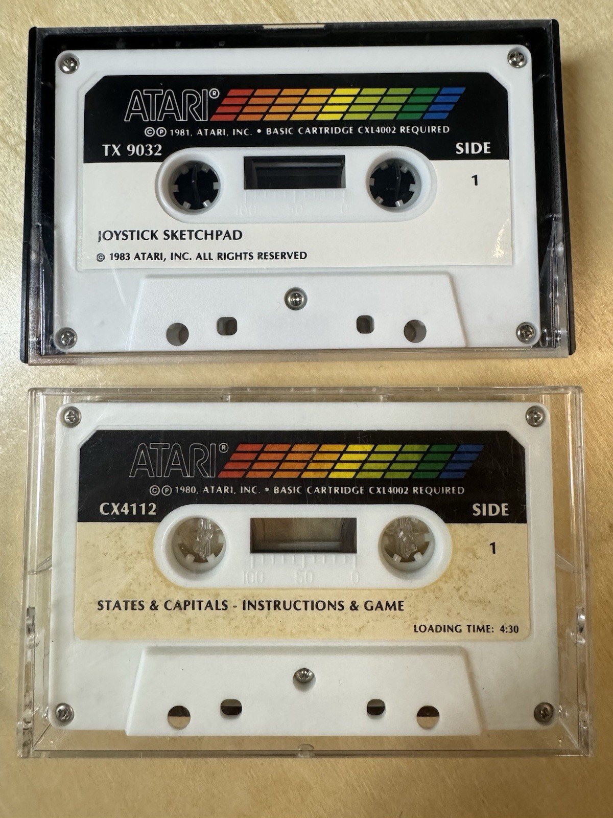 Lot of (2) Vintage Atari Cassette Tapes - Joystick Sketchpad & States & Capitals