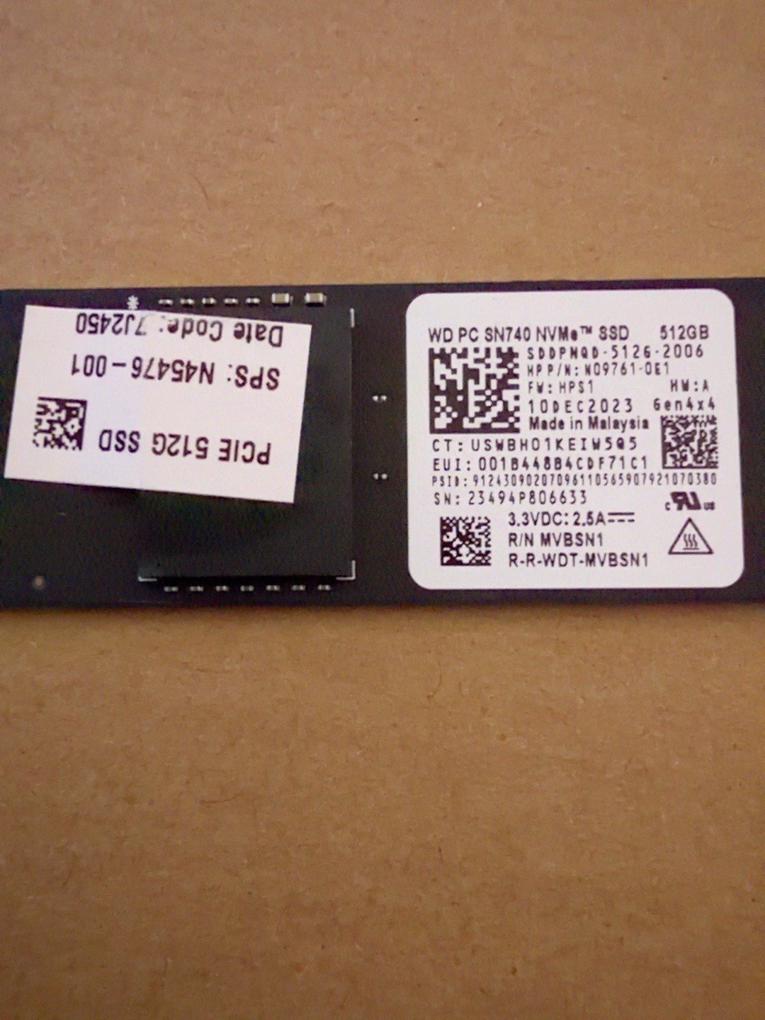 WD PC SN740 512GB M.2 2280 NVMe PCIe Gen4 SSD 100% Health Tested